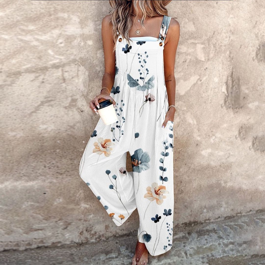 Johanna | Pantalón con tirantes negro con anemonas