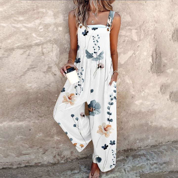 Johanna | Pantalón con tirantes negro con anemonas