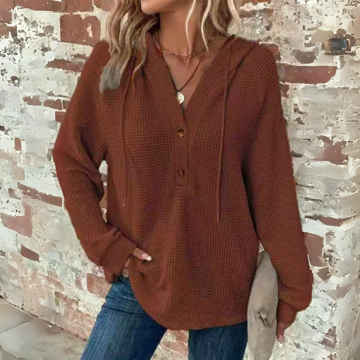 Sioni | Sudadera con capucha de manga larga y escote en V