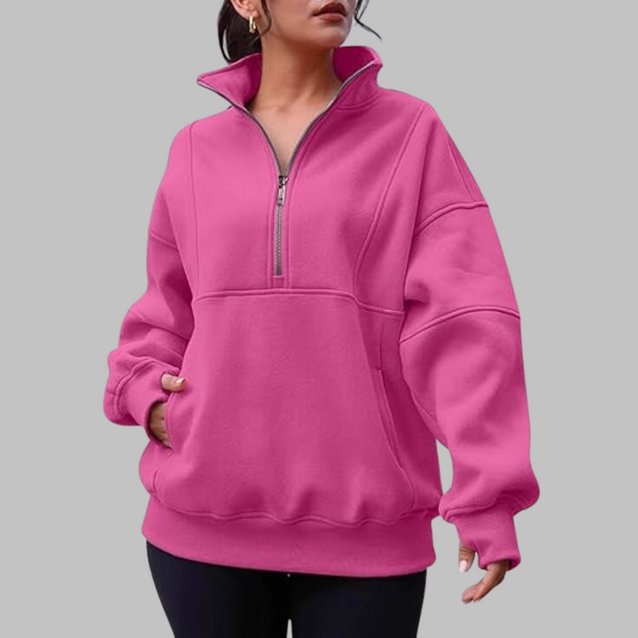 Psalm | Sudadera de Manga Larga Oversized con Media Cremallera y Cuello Cómodo