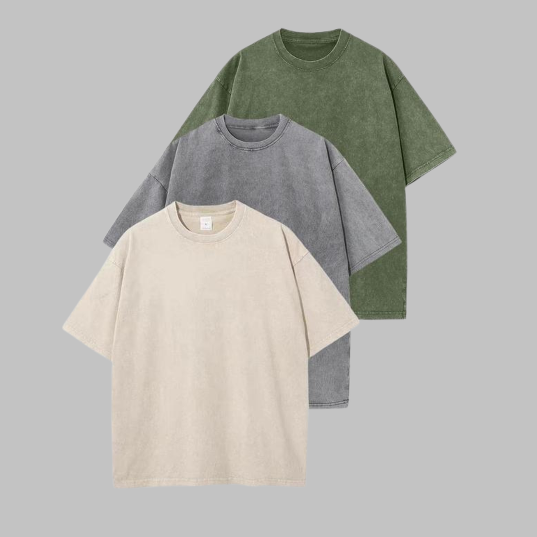 Afina | Camiseta Unisex de Cuello Redondo Oversized Lavada para Mujeres