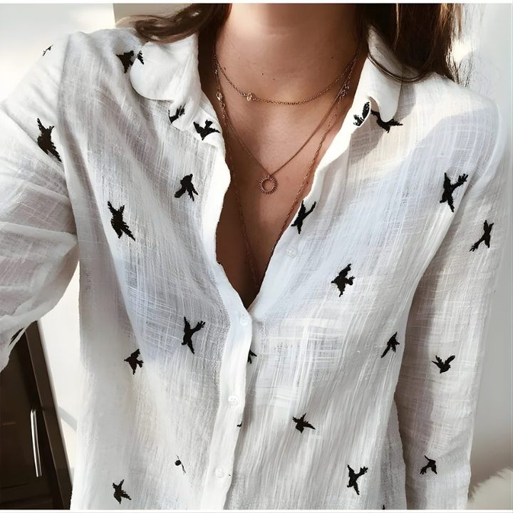 Leah | Blusa con Estampado de Pájaros