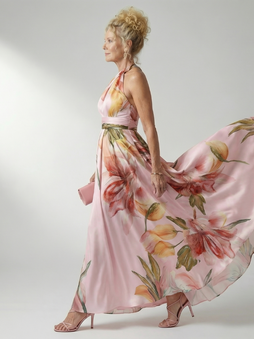 Guadalupe | Vestido Largo Floral con Escote Halter