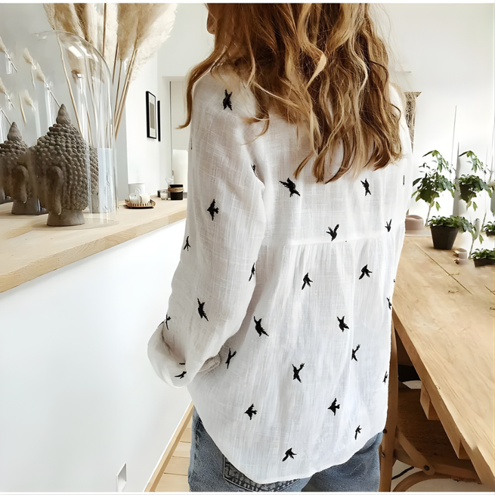 Leah | Blusa con Estampado de Pájaros
