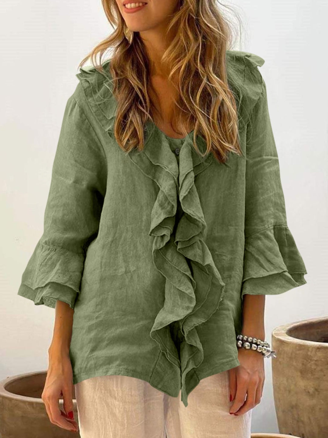 Nadine | Blusa de Volantes con Manga de Campana para Mujeres