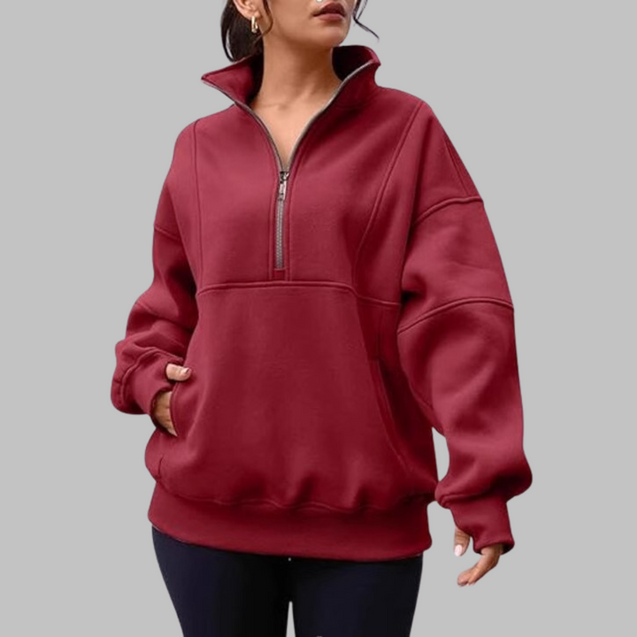 Psalm | Sudadera de Manga Larga Oversized con Media Cremallera y Cuello Cómodo