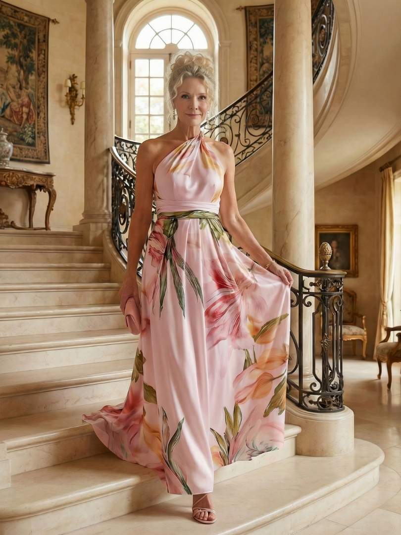 Guadalupe | Vestido Largo Floral con Escote Halter