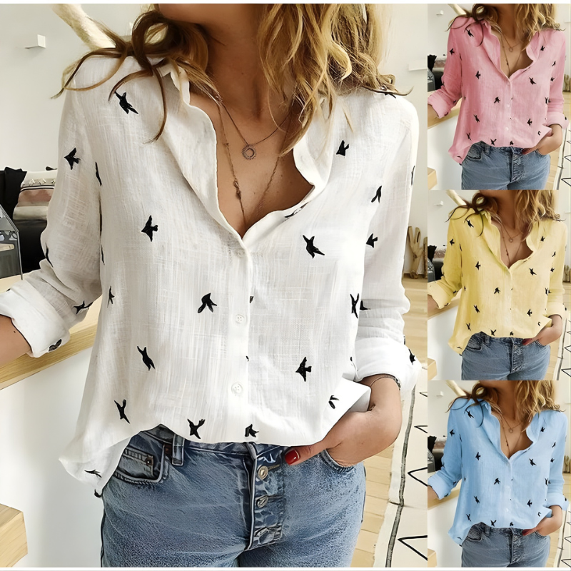 Leah | Blusa con Estampado de Pájaros