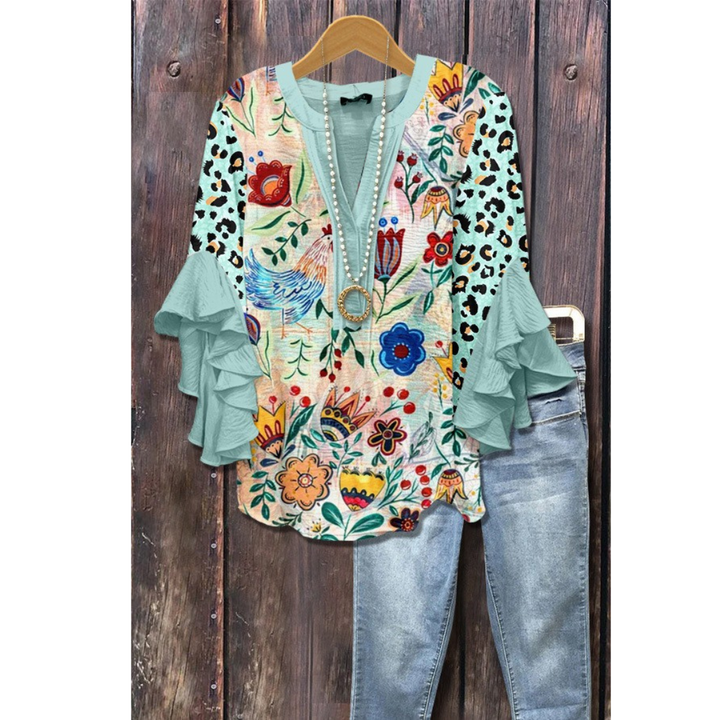Amarri | Blusa Vintage Floral Mixta Elegante para Mujeres