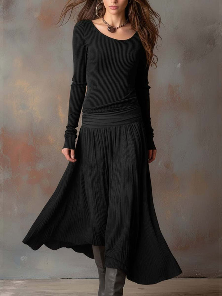 Zenaida | Vestido Maxi de Punto Acanalado Vintage