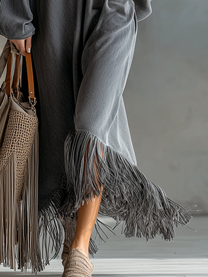 Martha | Vestido Maxi de Denim con Borlas