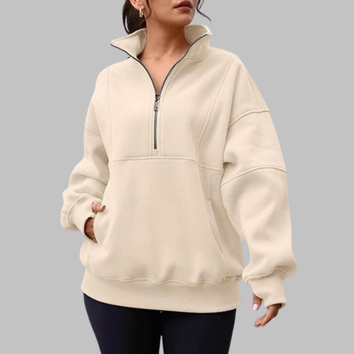 Psalm | Sudadera de Manga Larga Oversized con Media Cremallera y Cuello Cómodo