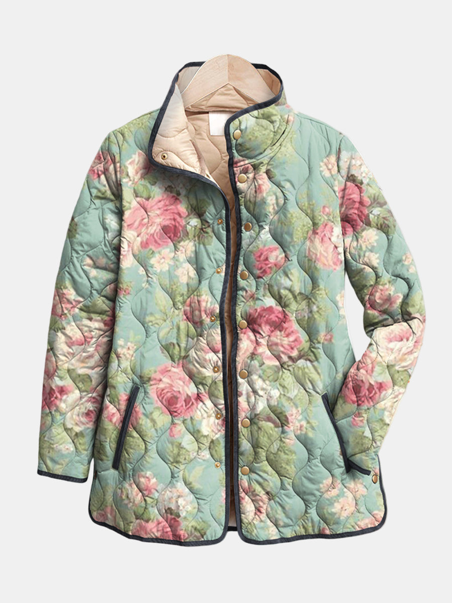 Carys | Chaqueta Acolchada con Patrón Floral Retro