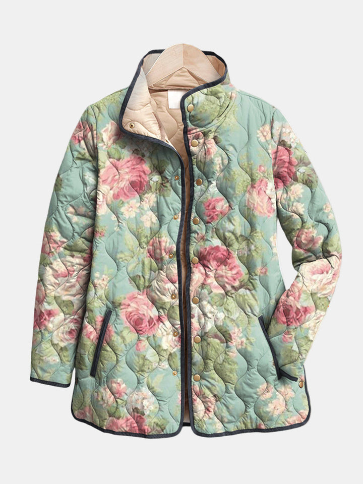 Carys | Chaqueta Acolchada con Patrón Floral Retro