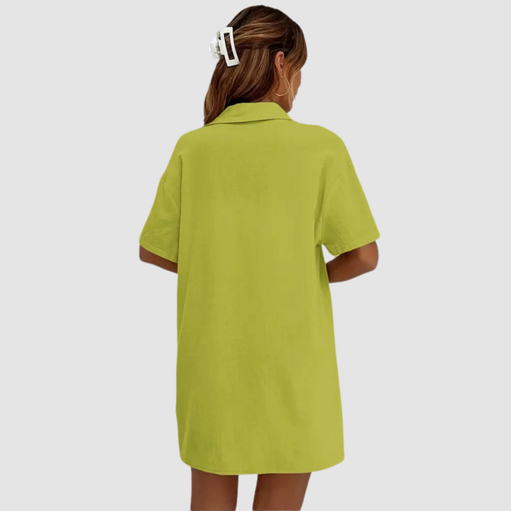 Frances | Conjunto Elegante de Verano de Dos Piezas – Top de Manga Corta con Botones y Pantalones Cortos con Cuerda