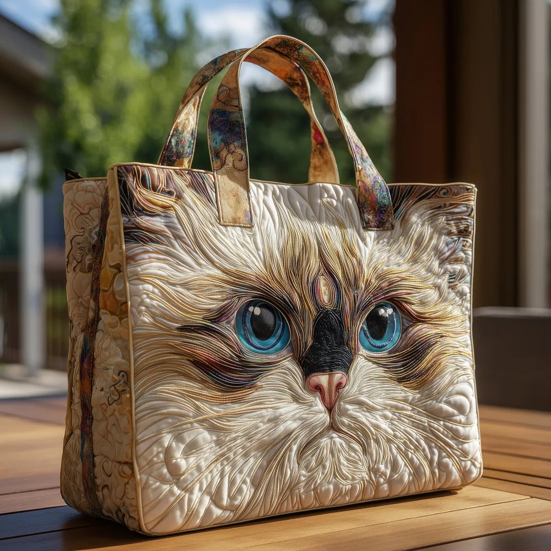 Cartera Artesanal | Gato Blanco de Ojos Azules