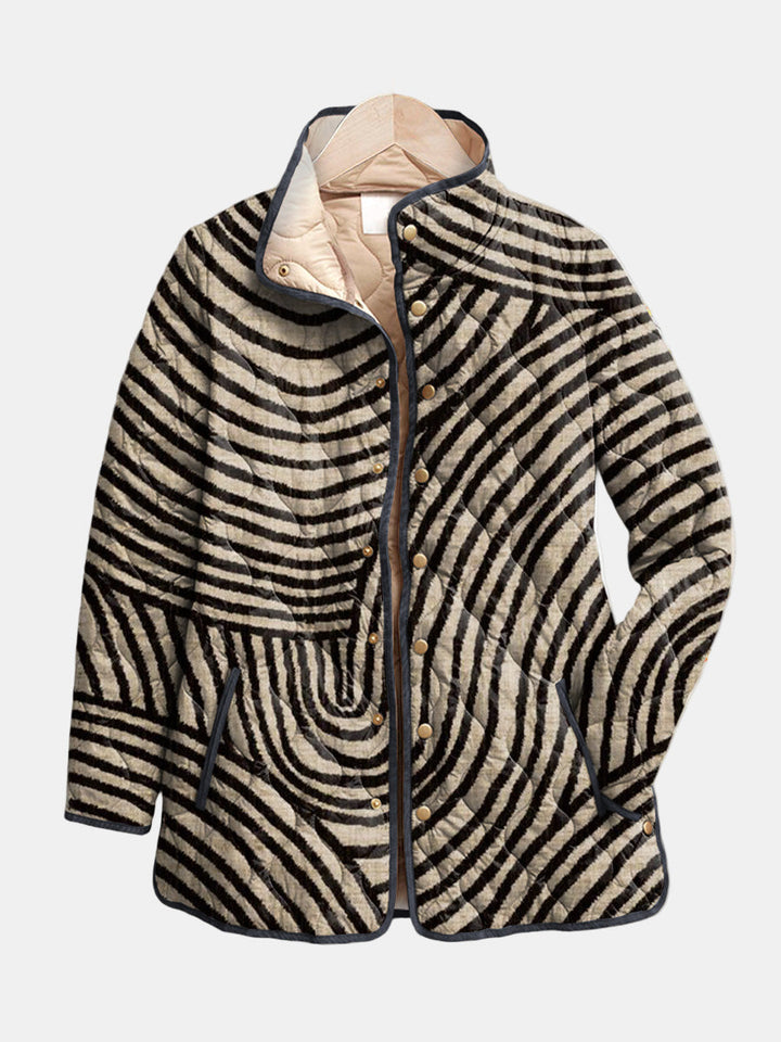 Inaya | Chaqueta Acolchada con Diseño de Círculo Dibujado a Mano Retro