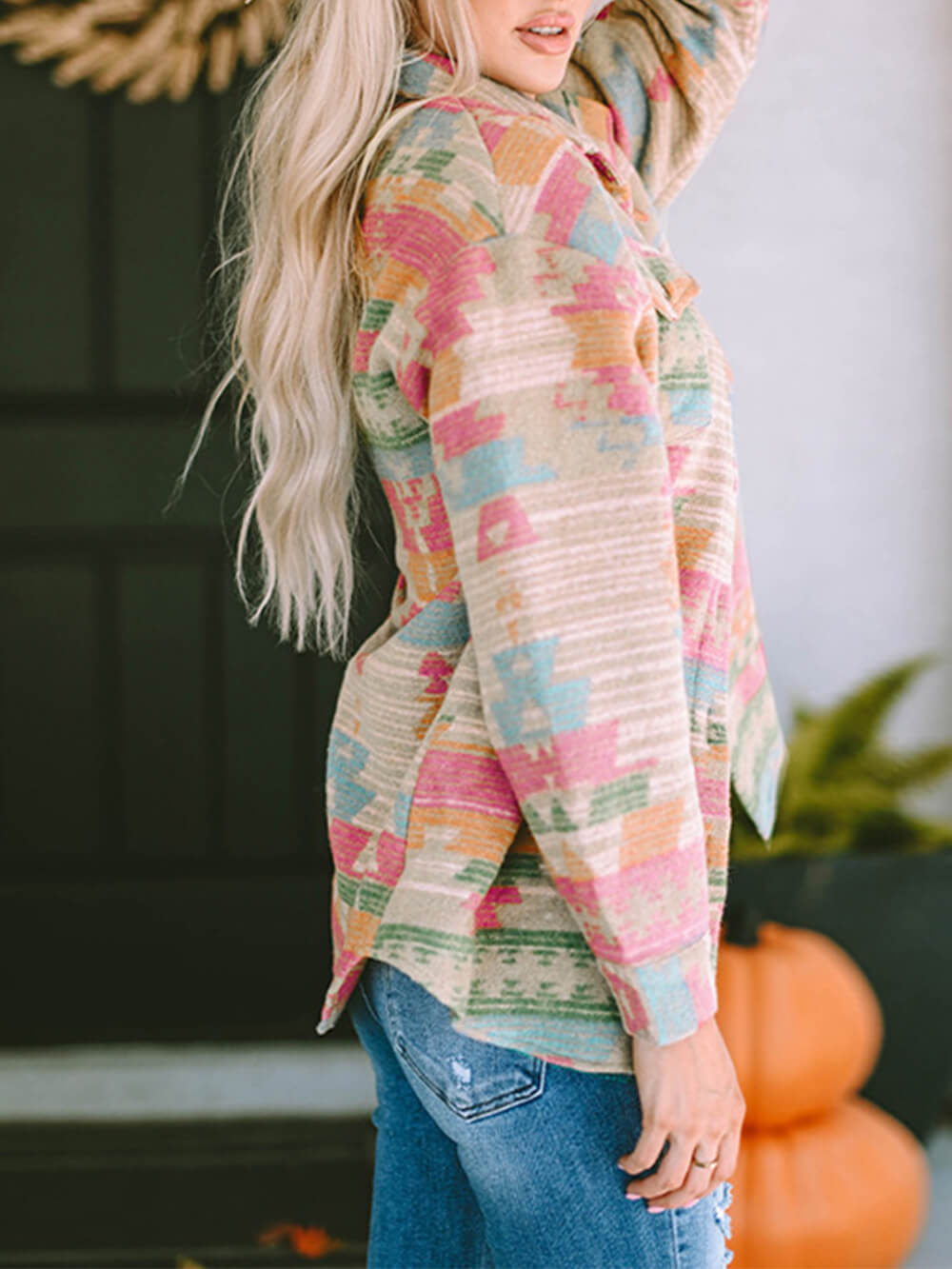 Chaqueta Multicolor de Cuadros Sobredimensionada