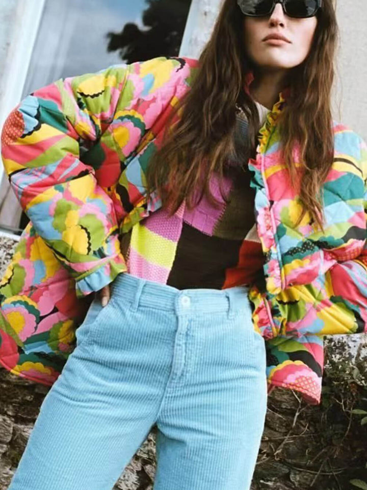 Chaqueta Plisada con Detalles de Encaje