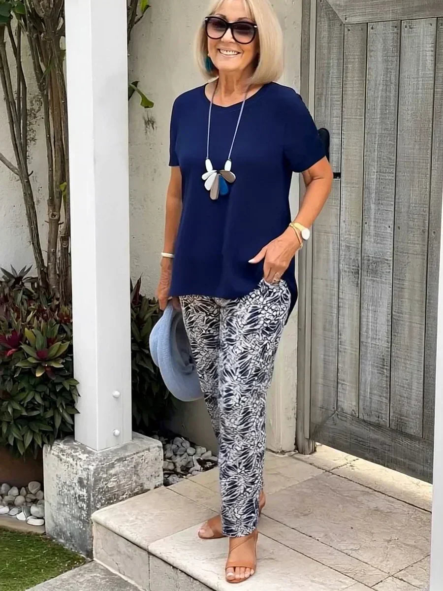 Conjunto Suelto de Dos Piezas Leticia – Top de Corte Relajado y Pantalones Fluidos