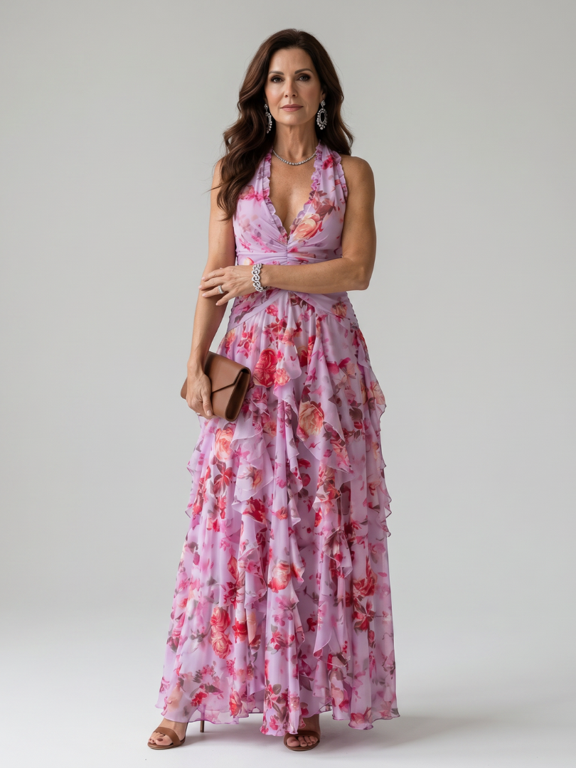 Yamila | Vestido Largo Halter Floral