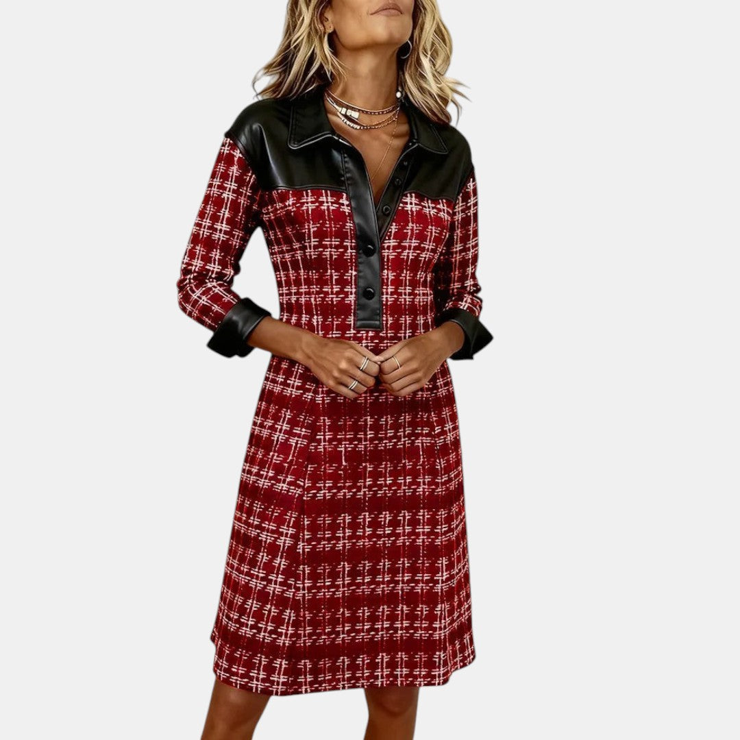 Fiora | Vestido Midi A-Line Pata de Gallo