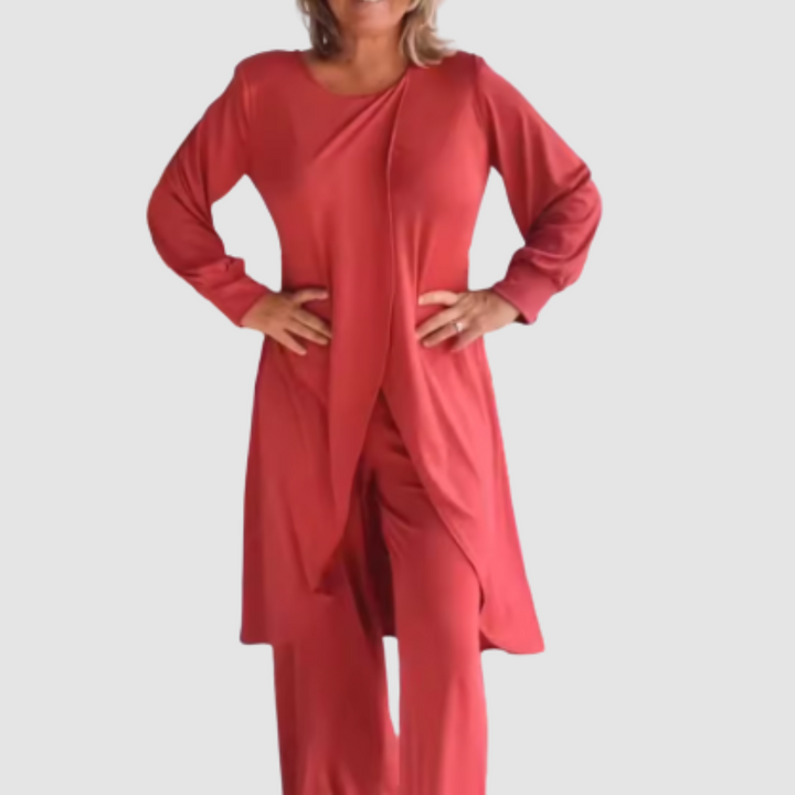 Laine | Elegante Conjunto de 2 Piezas – Top Largo y Pantalones Cómodos