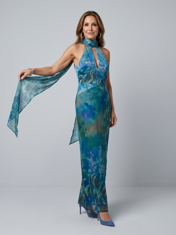 Emilia | Vestido Largo Halter con Keyhole