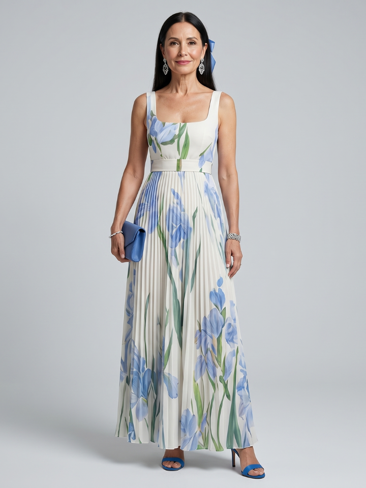 Bárbara | Vestido Midi Escote Cuadrado Floral