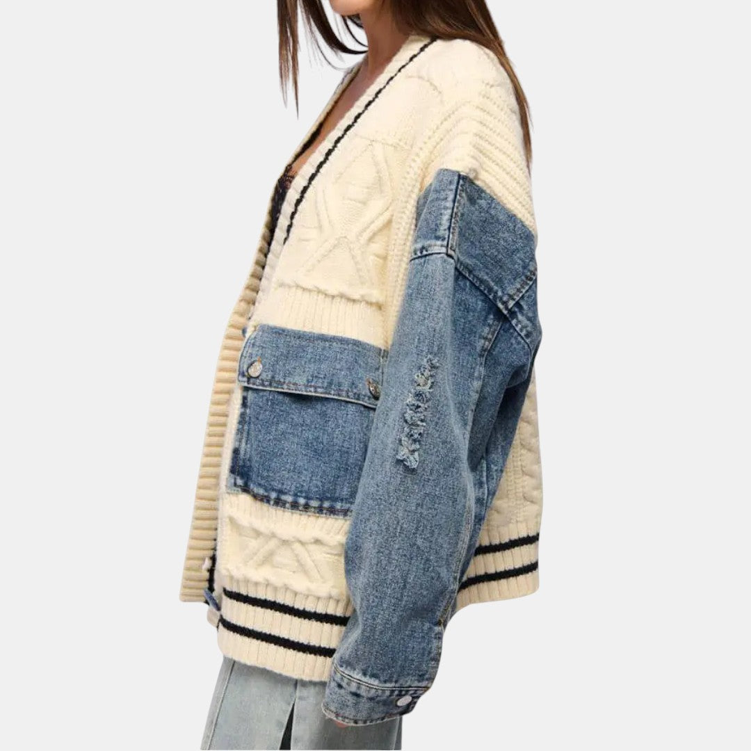 Flannery | Cárdigan Denim Patchwork