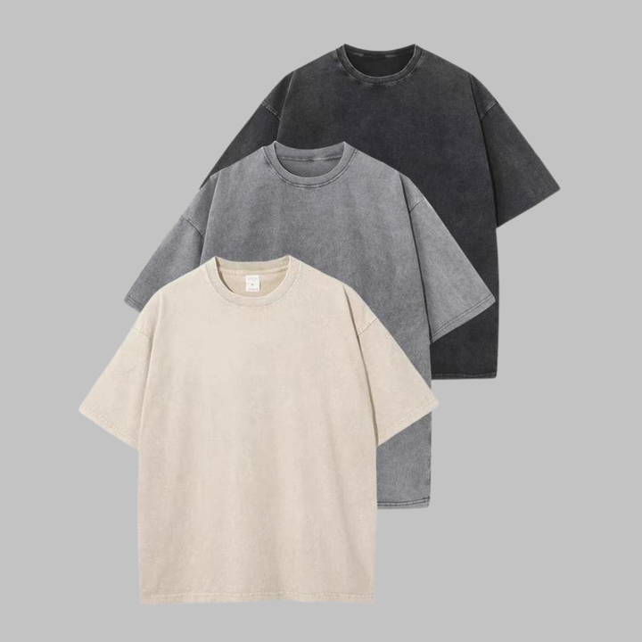 Afina | Camiseta Unisex de Cuello Redondo Oversized Lavada para Mujeres