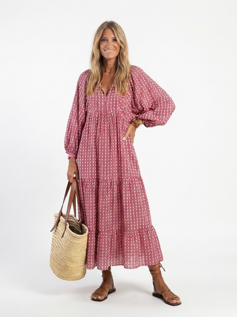 Carolina | Vestido Midi de Estampado Geométrico