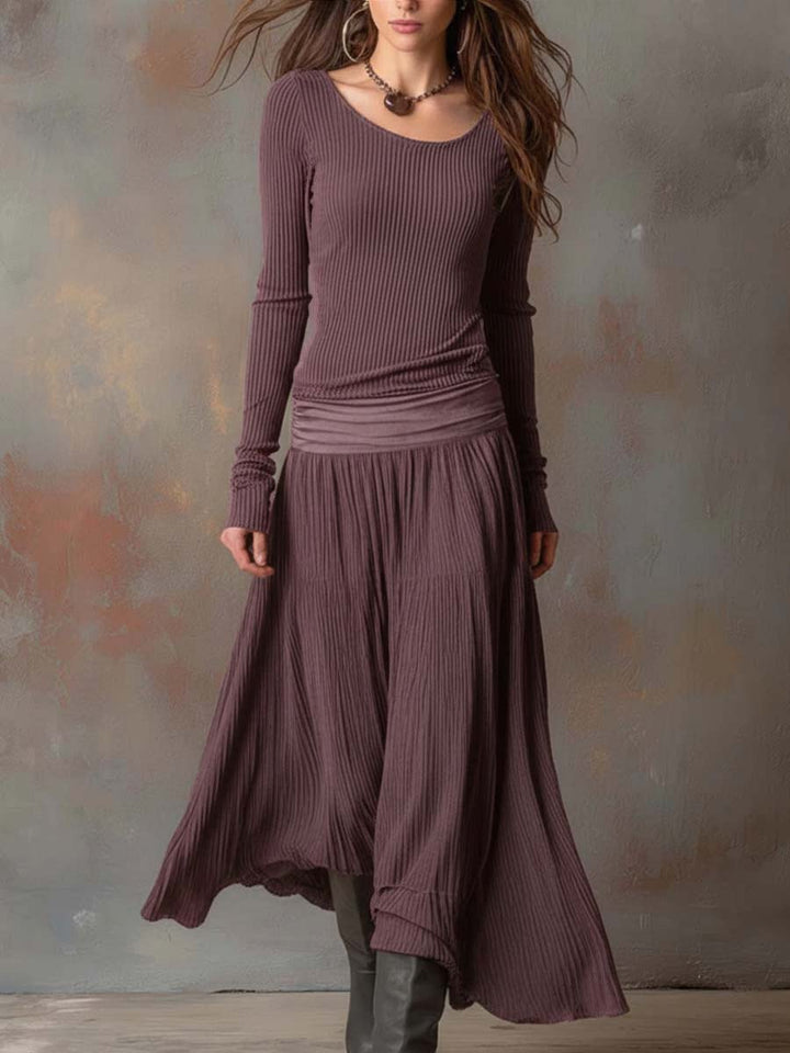 Zenaida | Vestido Maxi de Punto Acanalado Vintage