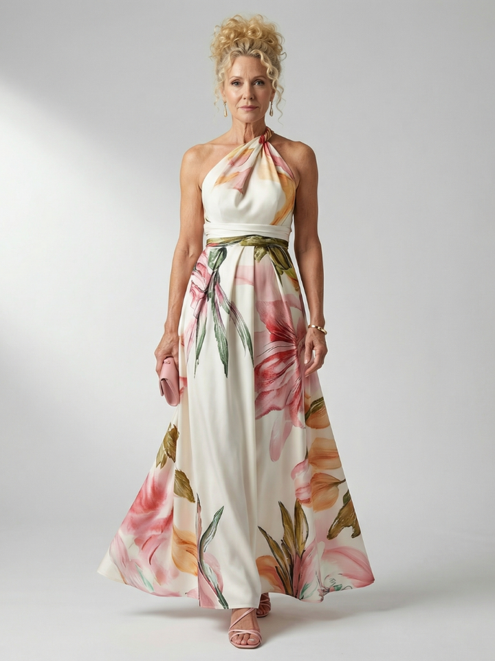 Guadalupe | Vestido Largo Floral con Escote Halter