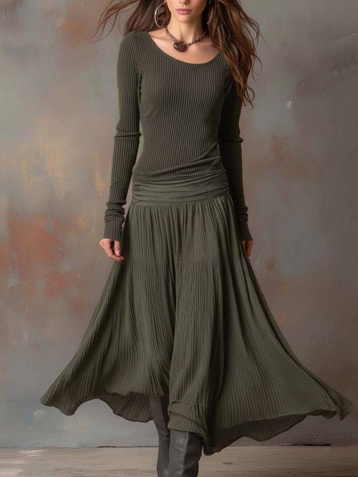 Zenaida | Vestido Maxi de Punto Acanalado Vintage