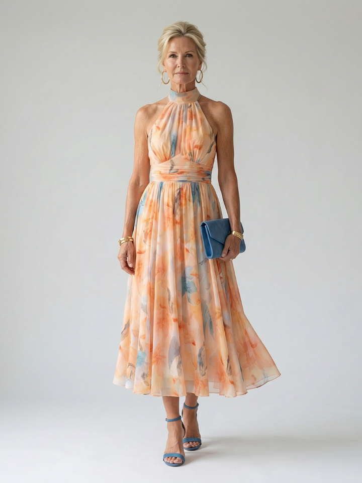 Paloma | Vestido Midi Halter Suave