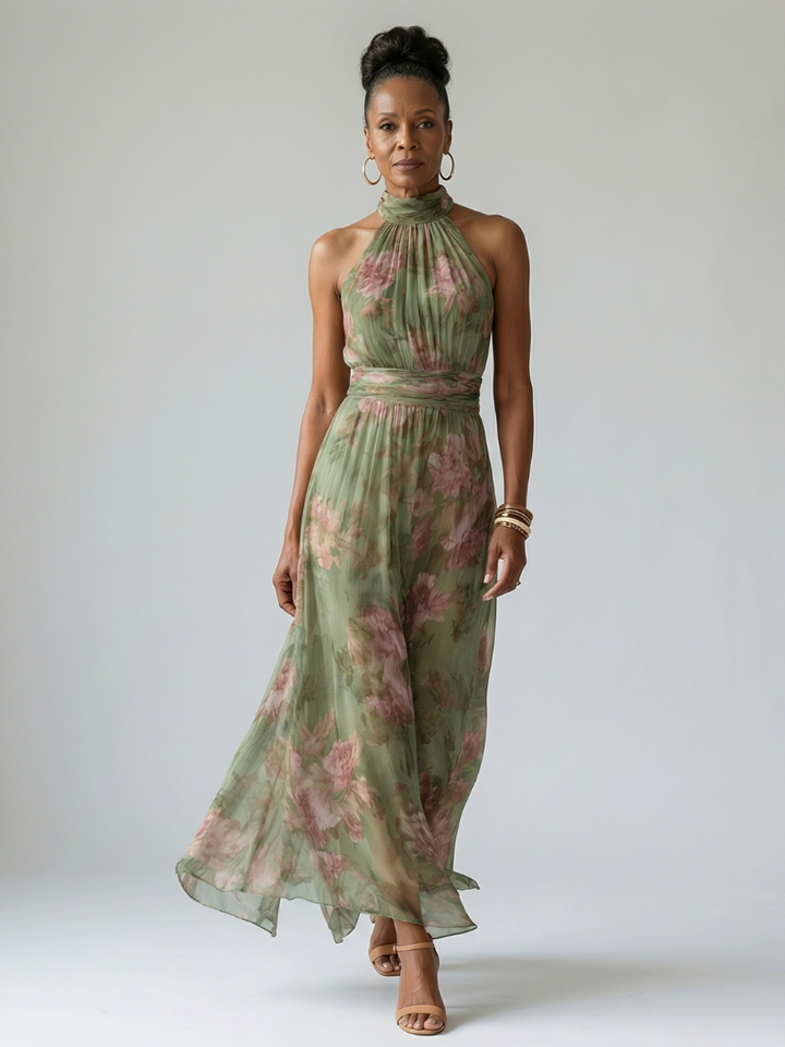 Carolina | Vestido Midi Halter Fruncido