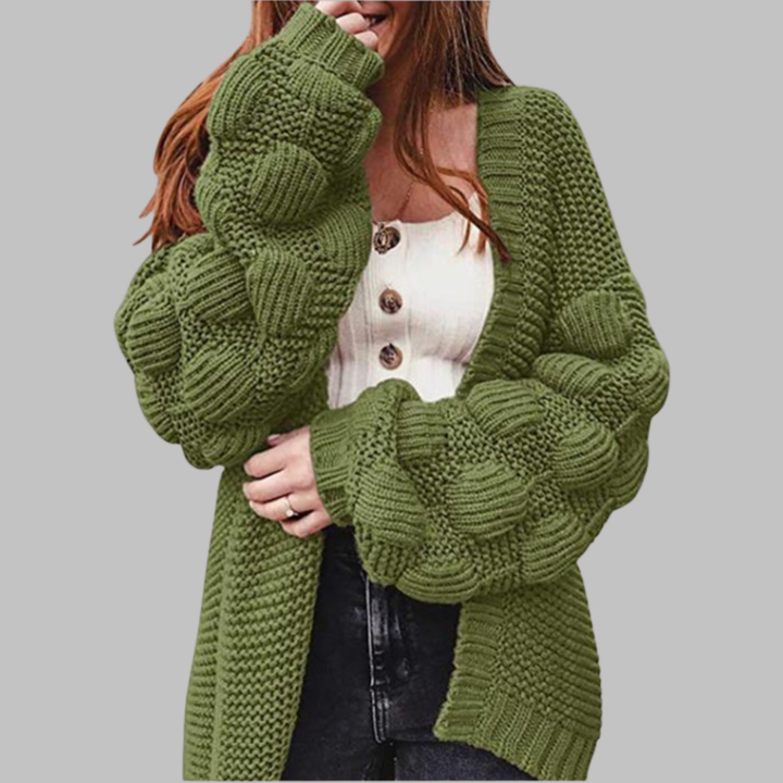 Giselle | Cárdigan Vintage Oversized de Punto Grueso Abierto
