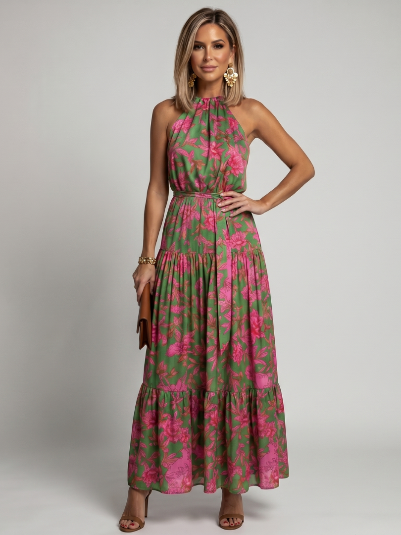 Milena | Vestido Midi Halter Drapeado