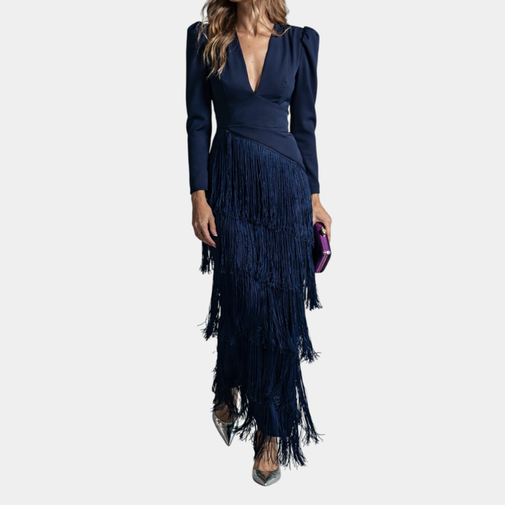 Magalí | Vestido Midi con Mangas de Flecos