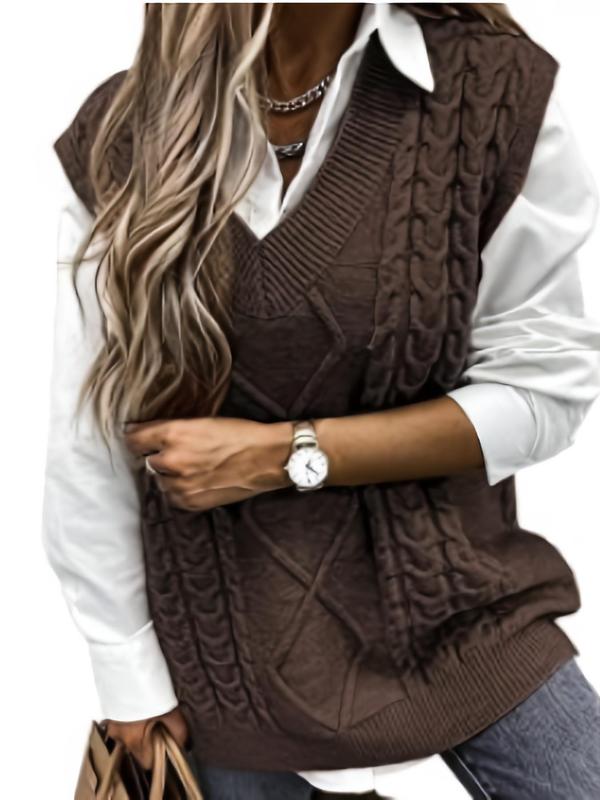 Hannah | Chaleco de punto texturizado con cuello en V para capas de otoño e invierno