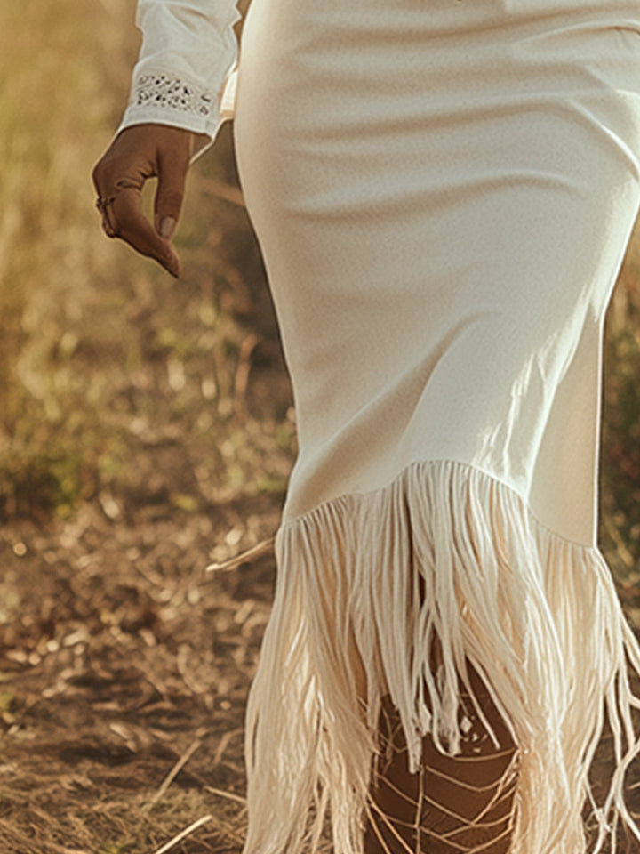Diana | Vestido Maxi Western con Borlas