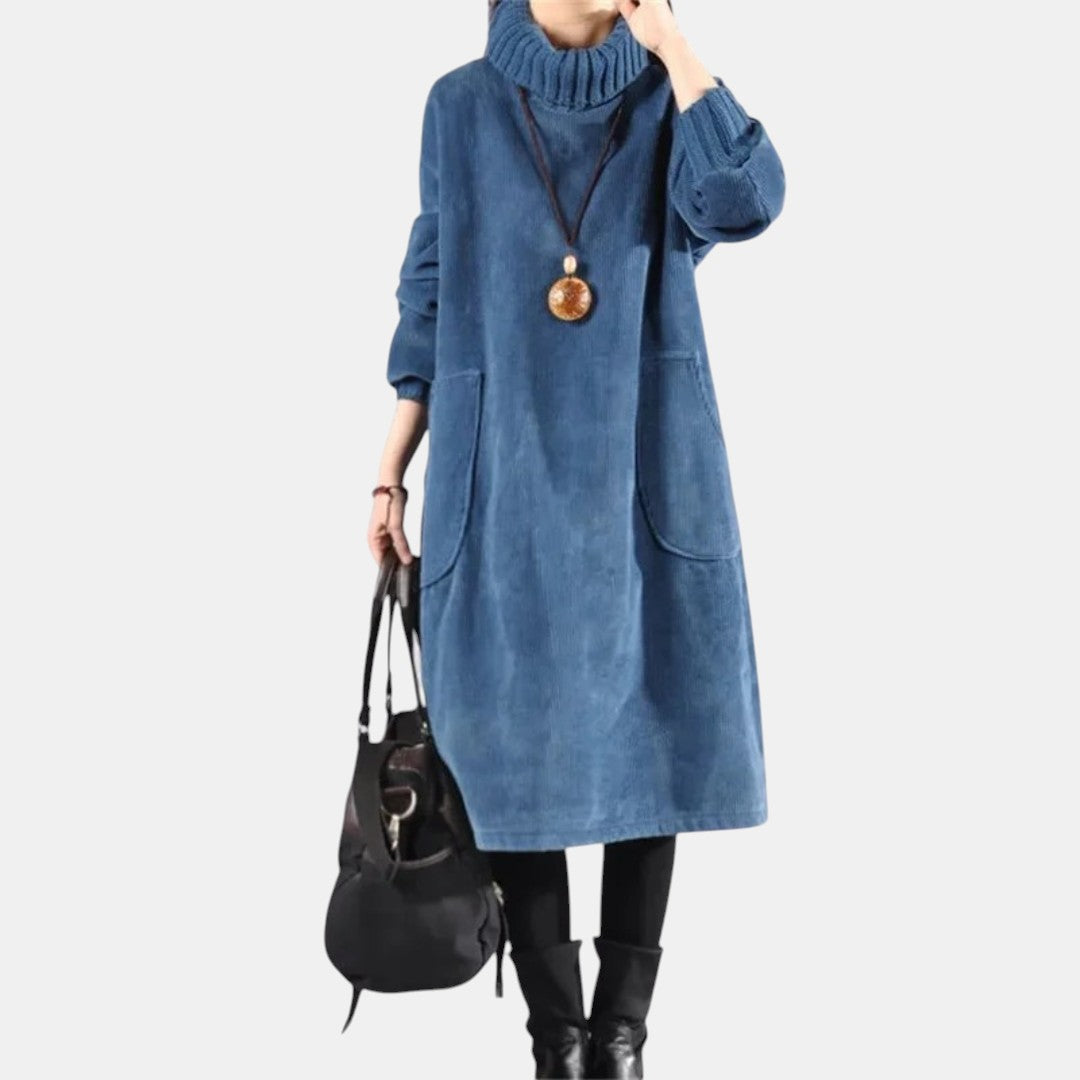 Amelia | Vestido Midi de Cuello Alto para el Invierno