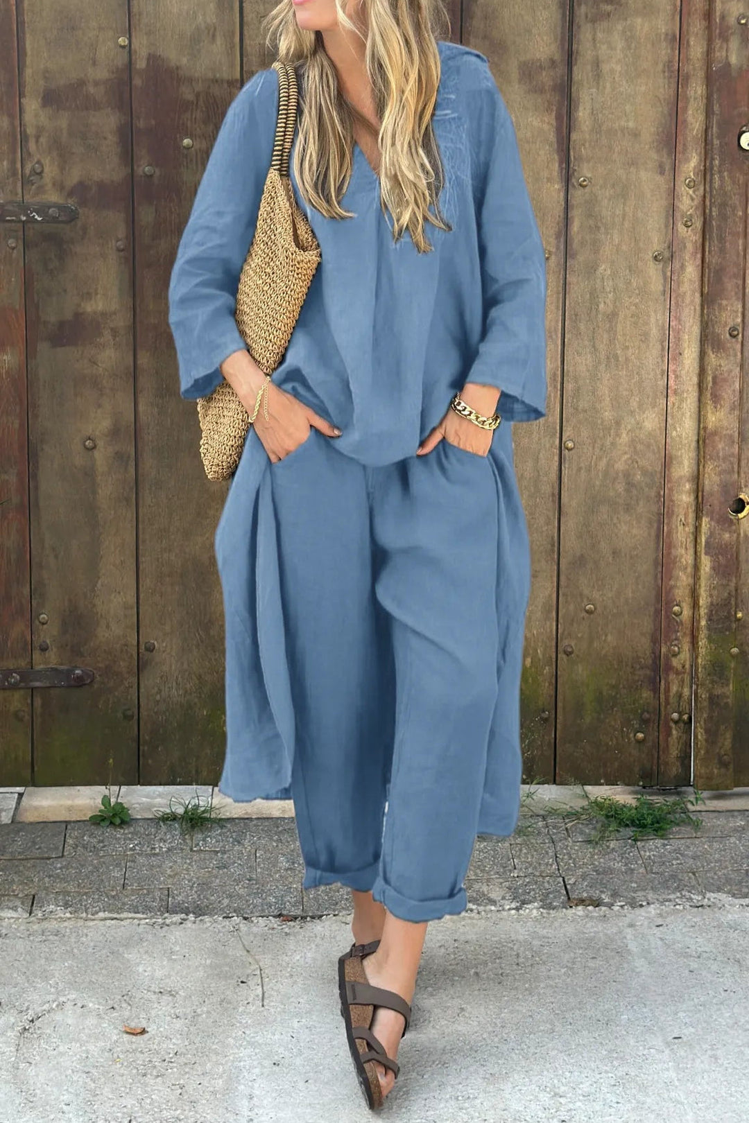 Carolyn | Conjunto Chic y Cómodo – Top Coordinado y Pantalones de Corte Relajado