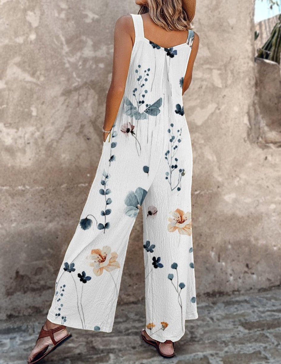 Johanna | Pantalón con tirantes negro con anemonas