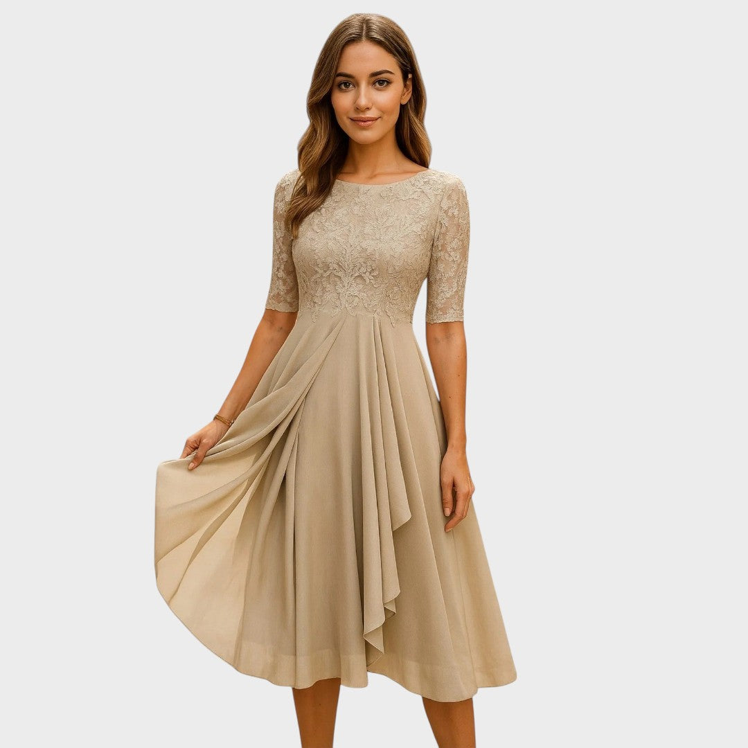 Berenice | Vestido Midi con Detalles de Encaje
