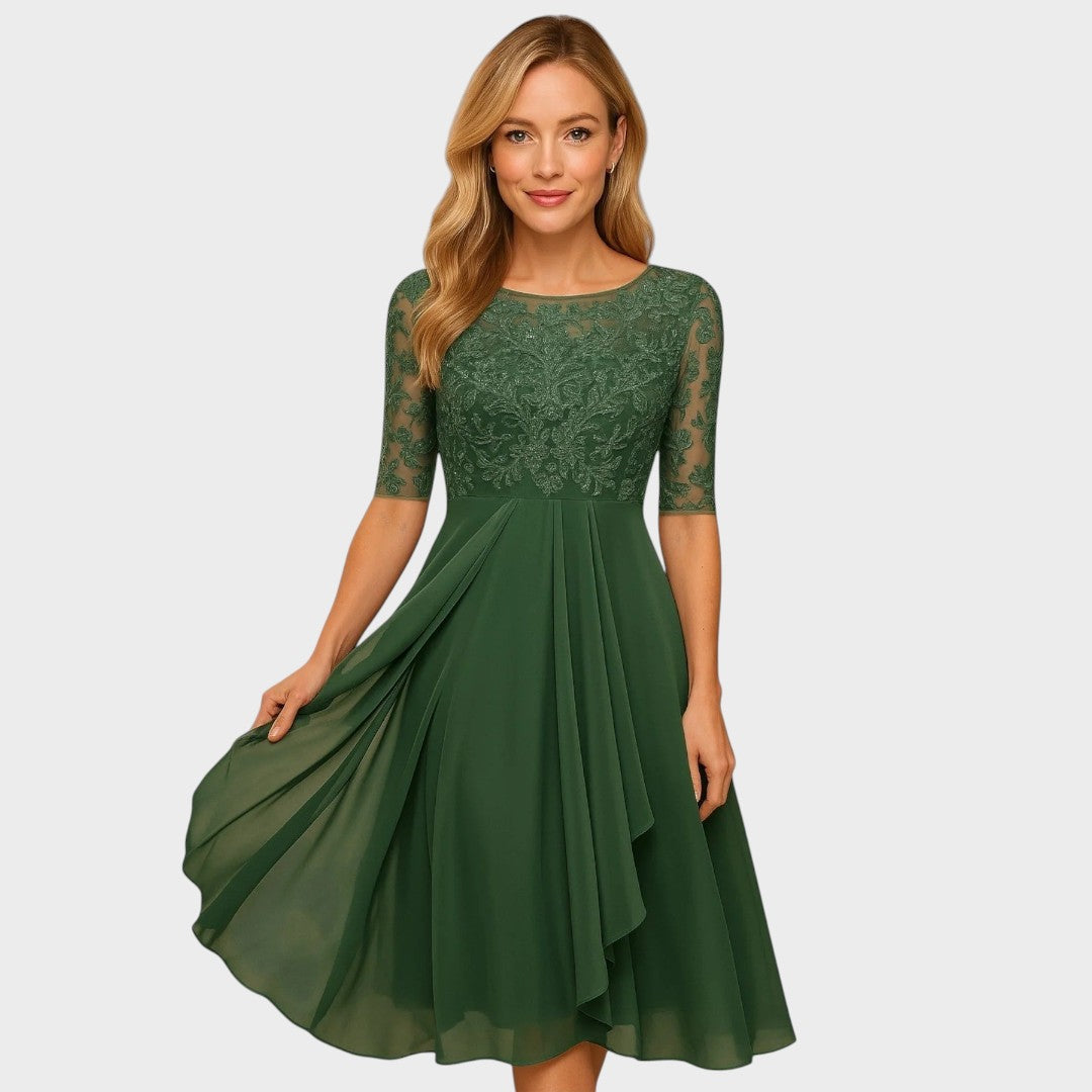 Berenice | Vestido Midi con Detalles de Encaje