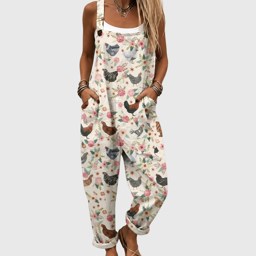 Lieselotte | Mono con gallinas y rosas en crema