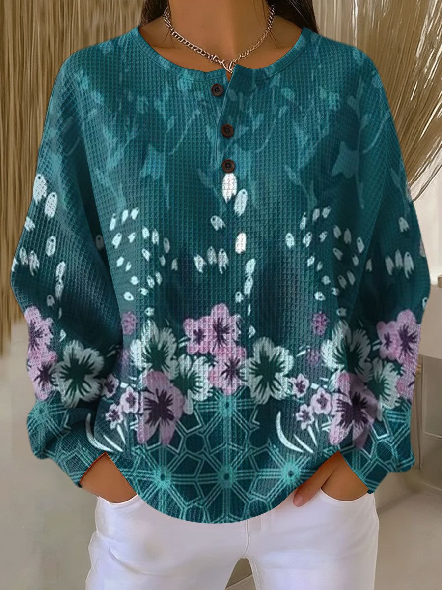 Bárbara | Suéter con Botones y Estampado Floral