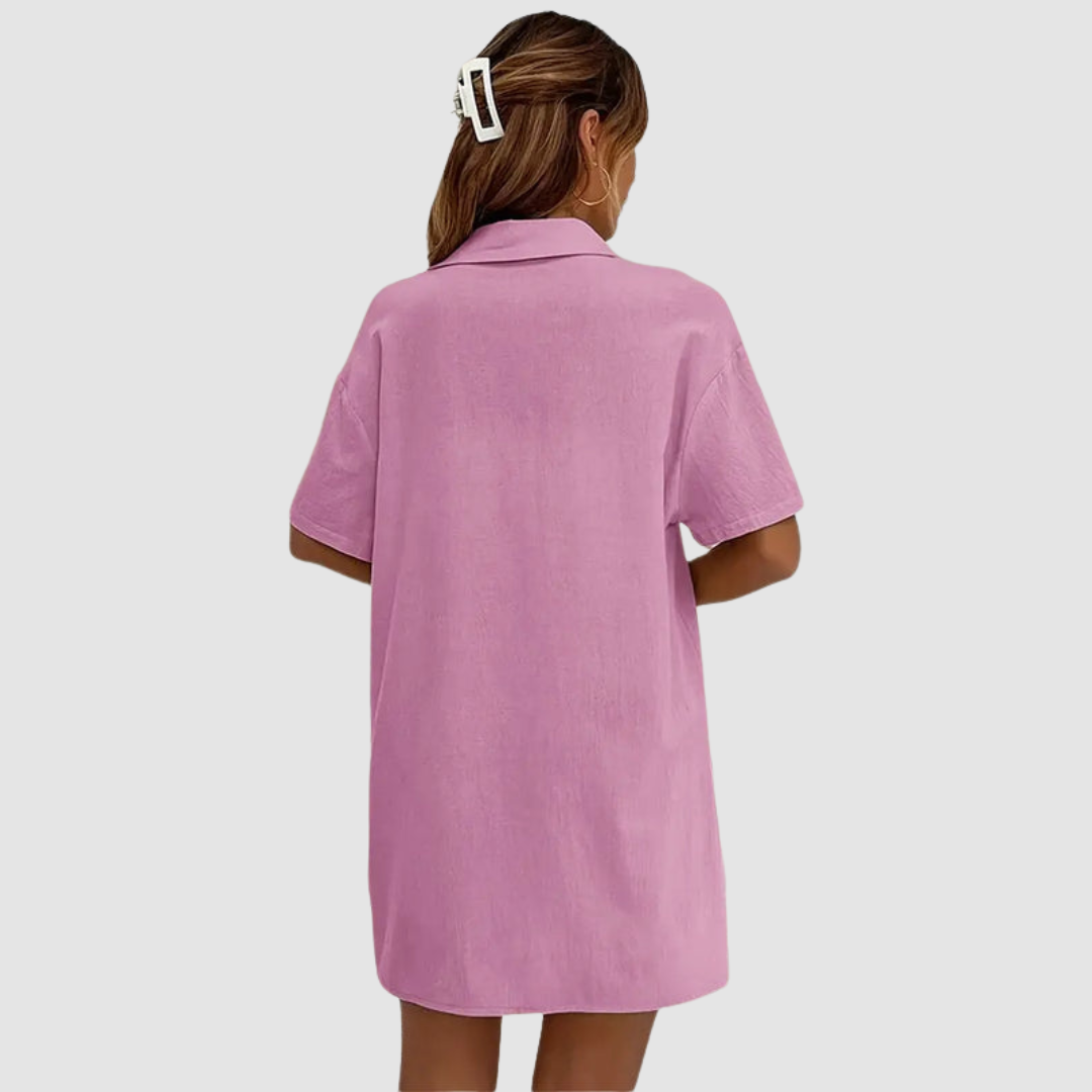 Frances | Conjunto Elegante de Verano de Dos Piezas – Top de Manga Corta con Botones y Pantalones Cortos con Cuerda